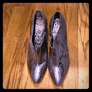 Silver Snakeskin Ankle Boots